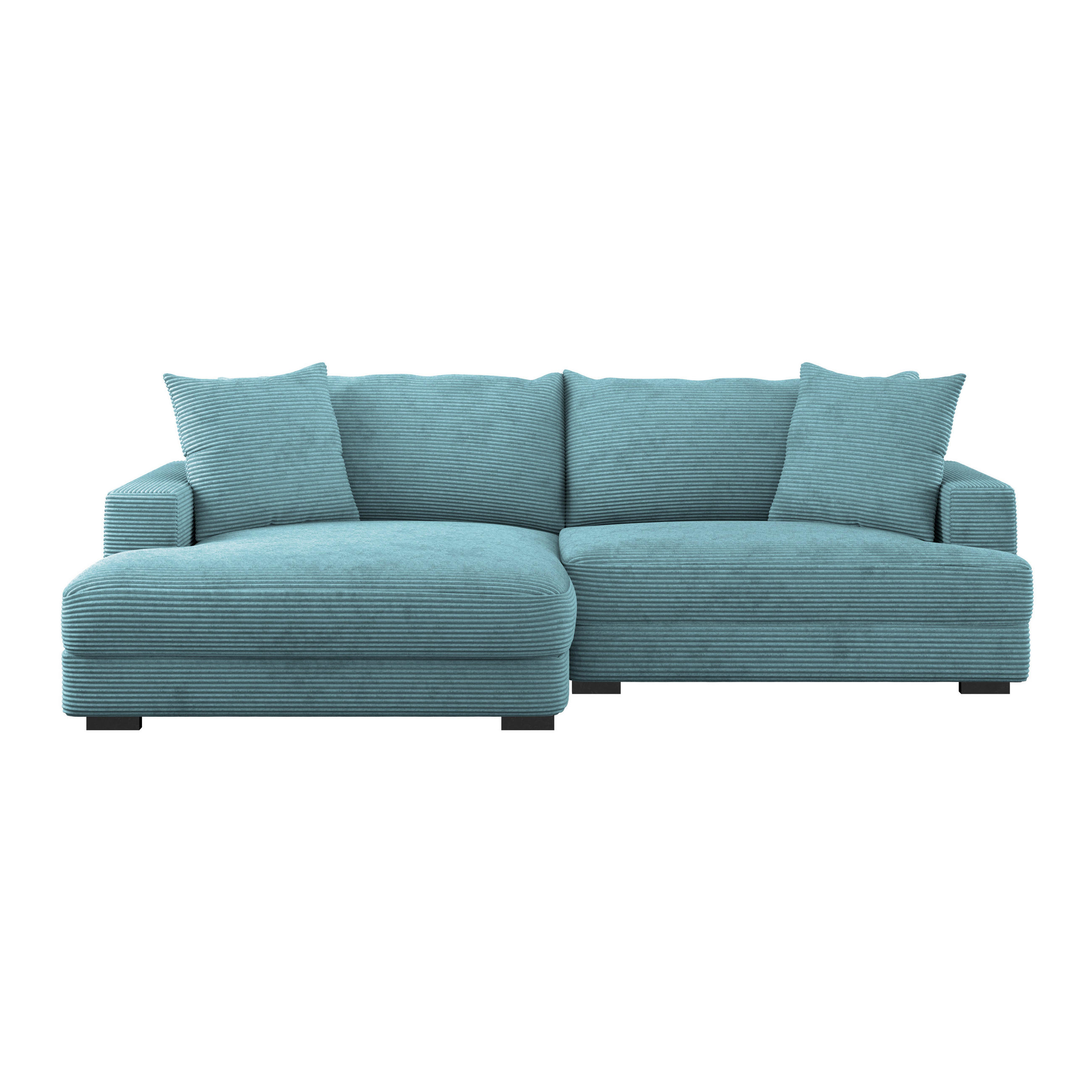ECKSOFA Türkis Cord  - Türkis/Schwarz, MODERN, Textil (180/265cm) - P & B