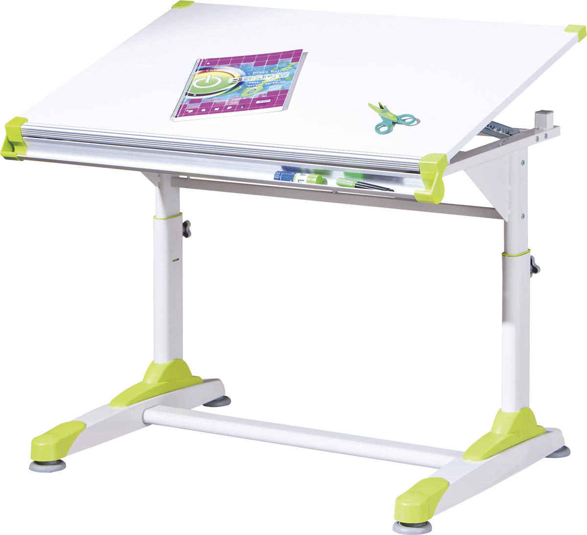 JUGENDSCHREIBTISCH 100/66/69-84 cm  in Pink, Weiss, Grün  - Weiss/Pink, Konventionell, Holzwerkstoff/Metall (100/66/69-84cm) - MID.YOU