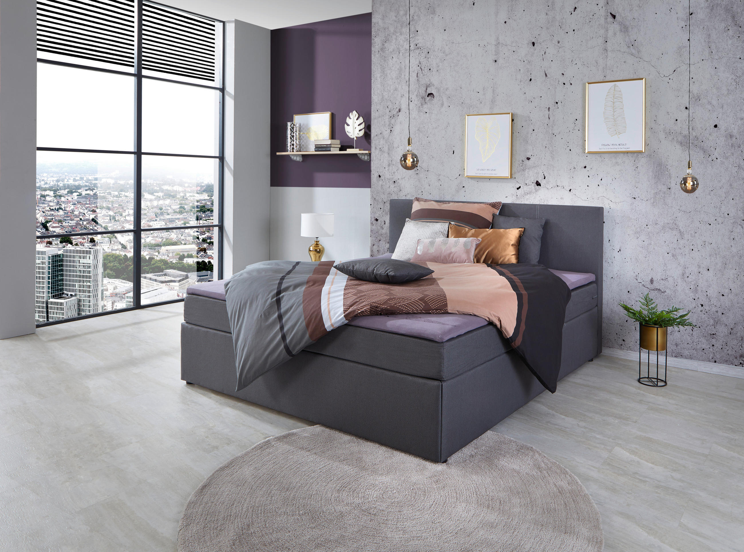 BOXBETT 200/200 cm  in Grau  - Schwarz/Grau, Basics, Holz/Kunststoff (200/200cm) - P & B
