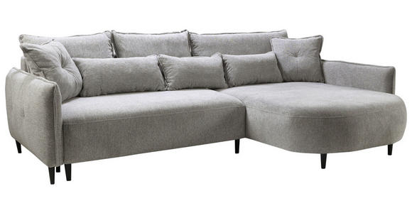 ECKSOFA  in Chenille Hellgrau  285/200 cm  - Hellgrau/Schwarz, MODERN, Textil/Metall (285/200cm) - Carryhome