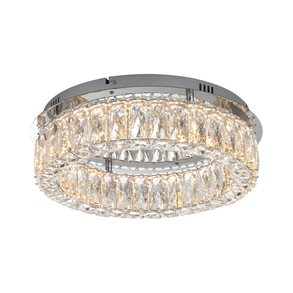 LED PLAFONJERA - boja hroma, Dizajnerski, staklo/metal (40/40/12,1cm)