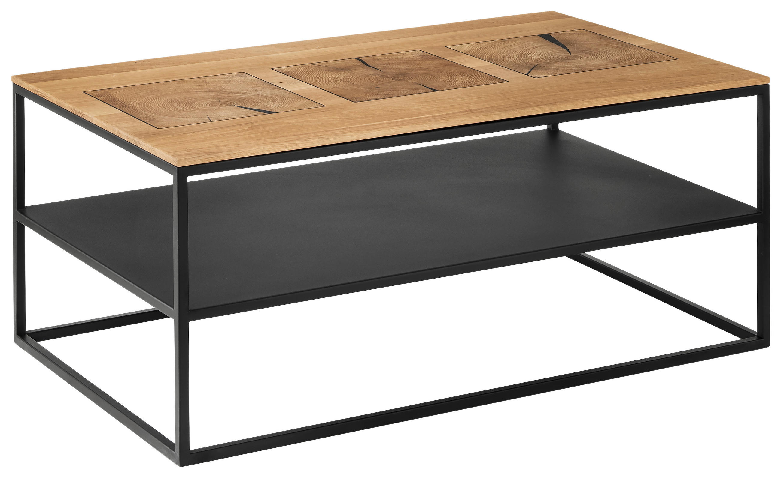 COUCHTISCH Metall 100/60/41,5 cm  - Schwarz/Naturfarben, Design, Holz/Metall (100/60/41,5cm) - Johann Jakob