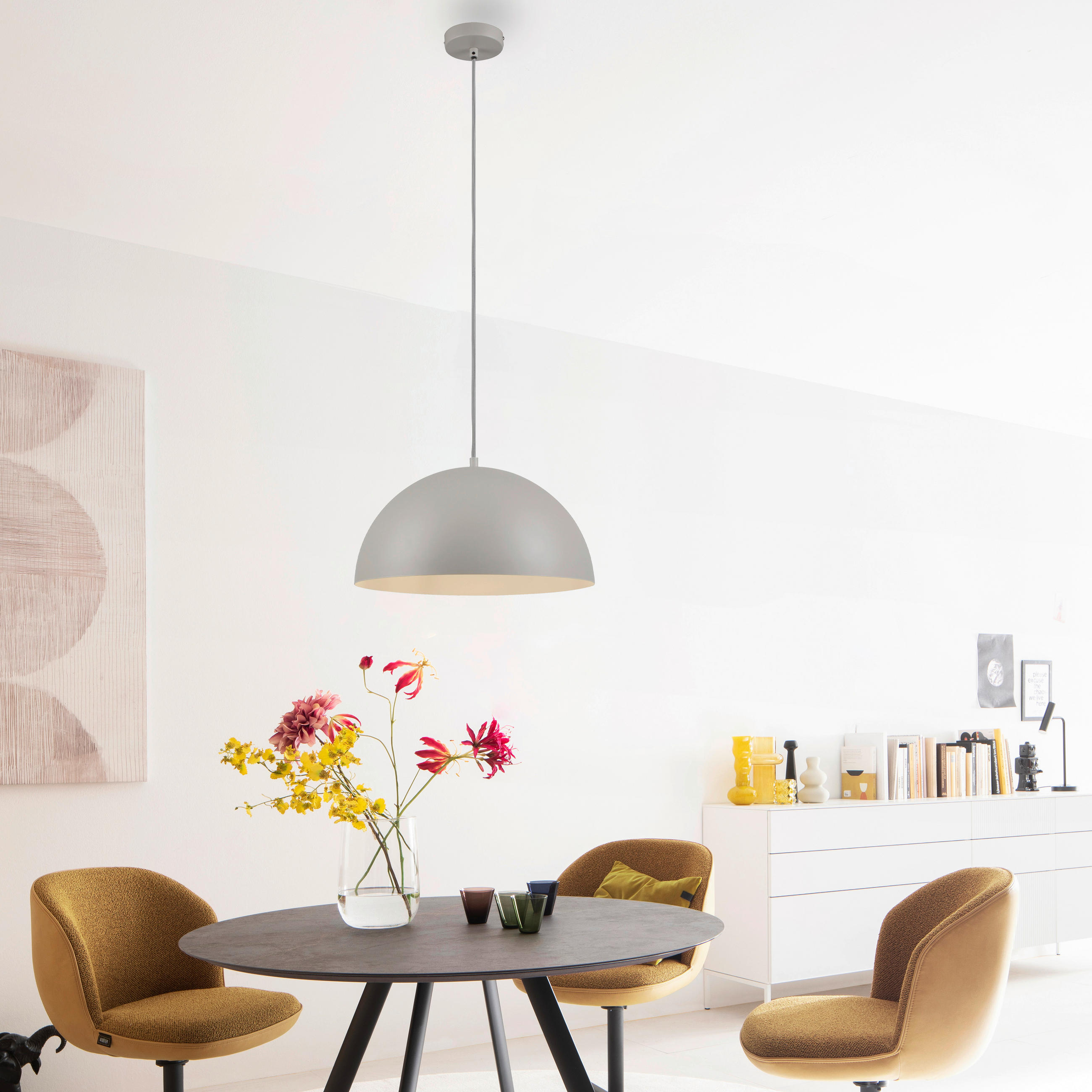 LED-PENDELLEUCHTE SW ALI 38/38/120 cm - Sandfarben, Design, Kunststoff/Metall (38/38/120cm) - Schöner Wohnen
