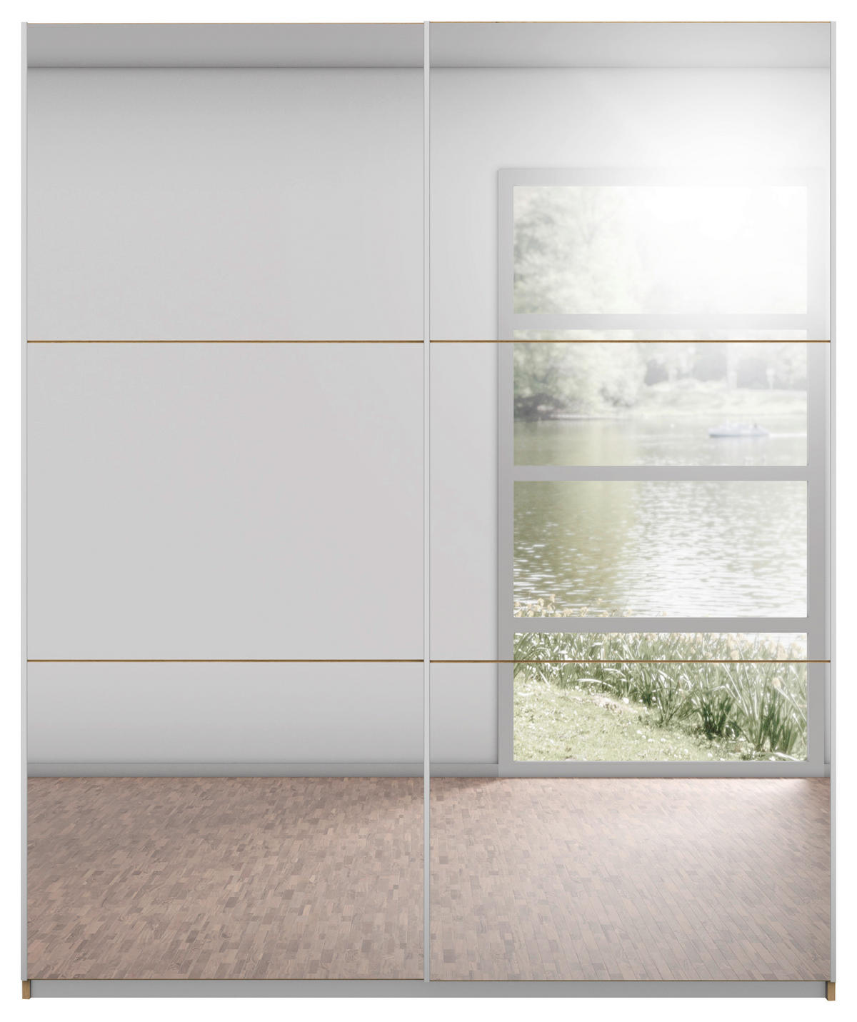 SCHWEBETÜRENSCHRANK 175/210/59 cm 2-türig Silberfarben, Eiche Artisan  - Silberfarben/Alufarben, MODERN, Glas/Holzwerkstoff (175/210/59cm) - Rauch Möbel