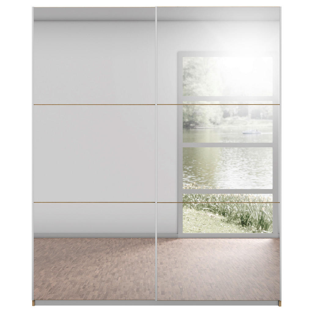 Thumbnail - Rauch Möbel Schwebetürenschrank, Silber, Eiche Artisan, Glas, 2 Fächer, 175x210x59 cm, Made in Germany, Goldenes M, Blau...