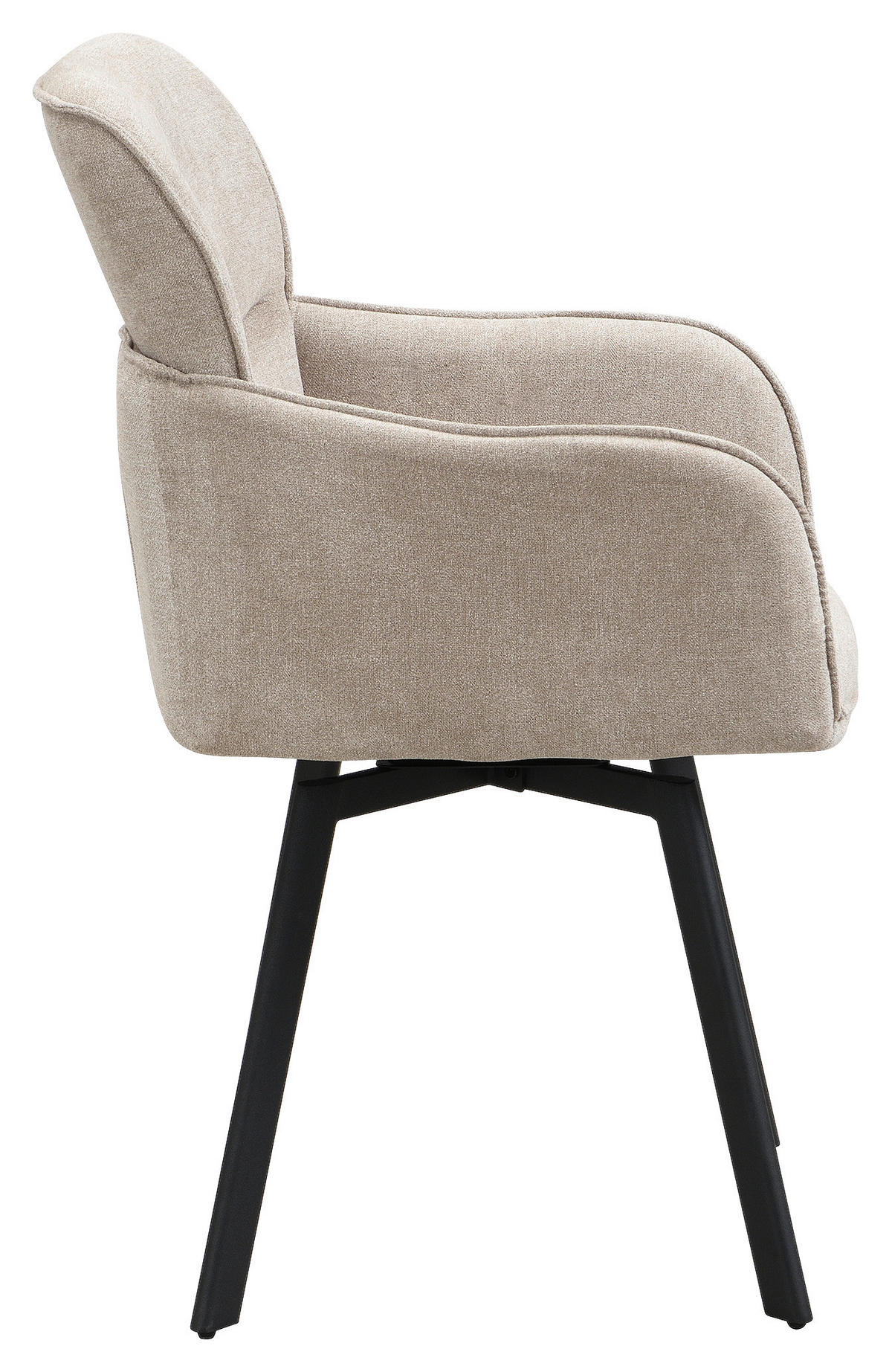 STUHL-SET Webstoff Schwarz, Taupe  - Taupe/Schwarz, MODERN, Textil/Metall (61/90/63cm) - MID.YOU