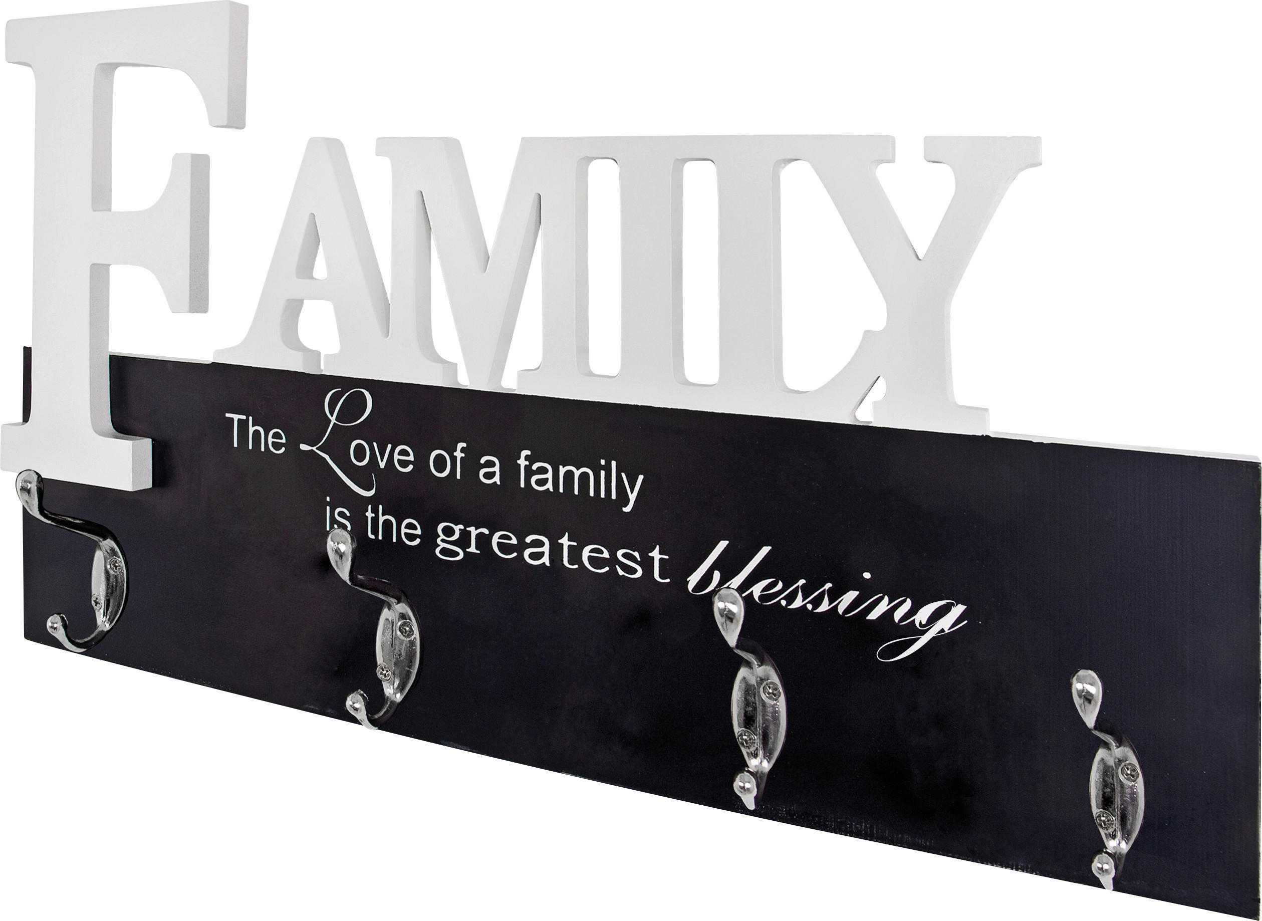 Hakenleiste Family B: 50 Cm Inkl. Tafel Schriftzug 4 Haken