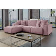 ECKSOFA Rosa Velours Zierkissen, Rückenkissen, Bettkasten, Schlaffunktion, Rücken echt, Liegefläche im Originalstoff  - Chromfarben/Rosa, KONVENTIONELL, Kunststoff/Textil (195/293cm) - Carryhome