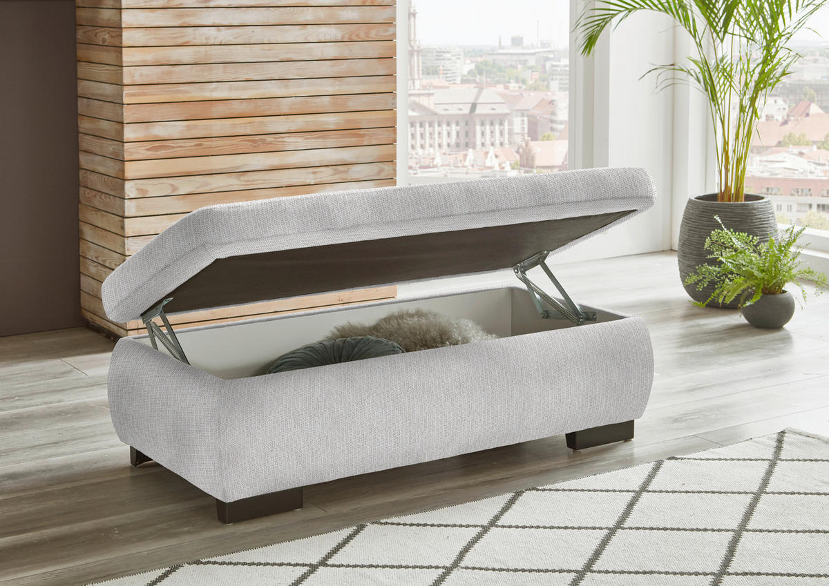 ECKSOFA in Flachgewebe Creme  174/297 cm  - Creme/Schwarz, Design, Textil/Metall (174/297cm) - Beldomo Style
