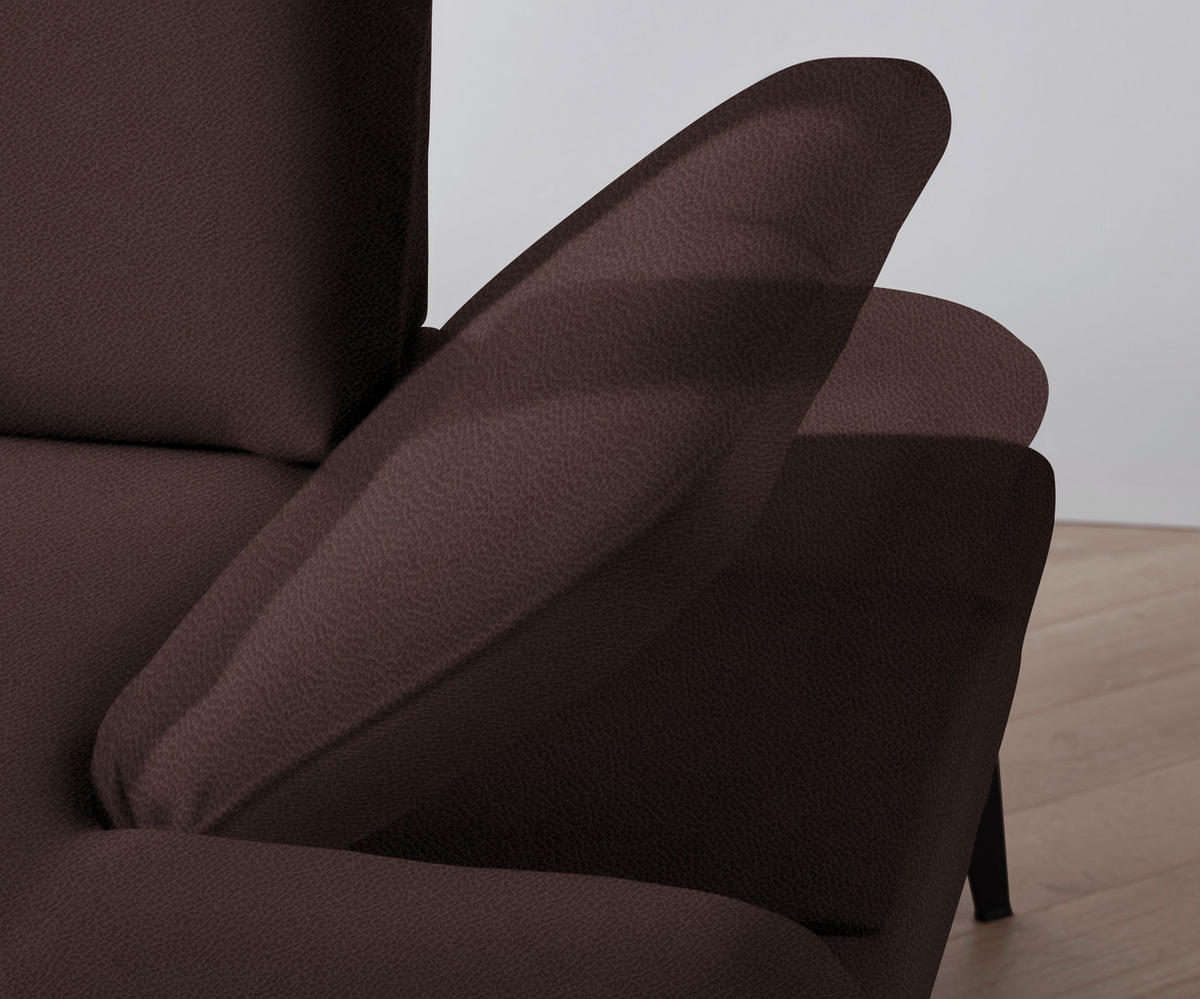 ECKSOFA in Flachgewebe Dunkelbraun  - Dunkelbraun/Schwarz, Design, Textil/Metall (180/289cm) - Stylife