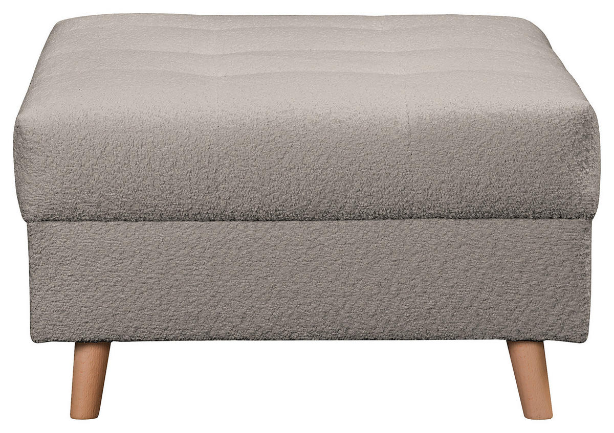 ECKSOFA inkl. Hocker Ariella Grau Bouclé  - Naturfarben/Grau, Design, Holz/Textil (161/231cm) - Livetastic