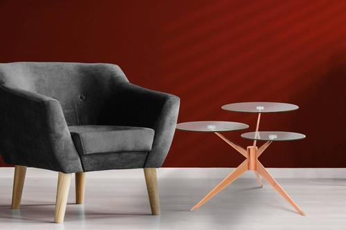 BEISTELLTISCH in Metall, Glas, Holzwerkstoff  - Rosa/Kupferfarben, Basics, Glas/Holzwerkstoff (60/46/75cm) - Kayoom