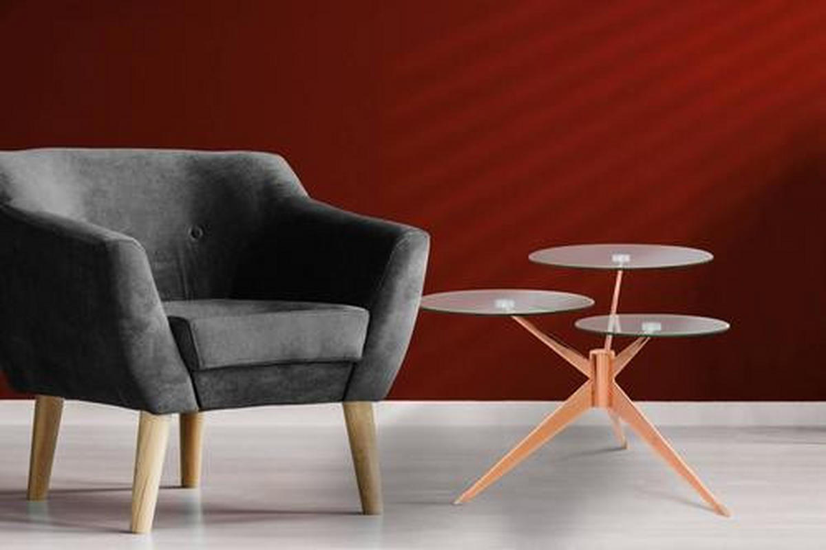 SIDOBORD i metall, glas, trämaterial  - rosa/kopparfärgad, Basics, metall/trämaterial (60/46/75cm) - Kayoom