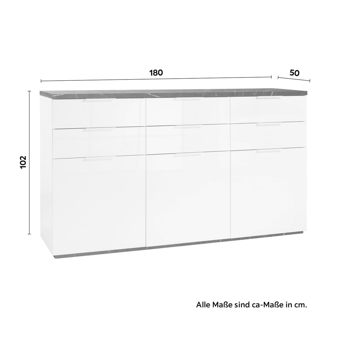 SIDEBOARD 180/102/50 cm  - vit/antracit, Modern, trämaterial (180/102/50cm) - Hom`in
