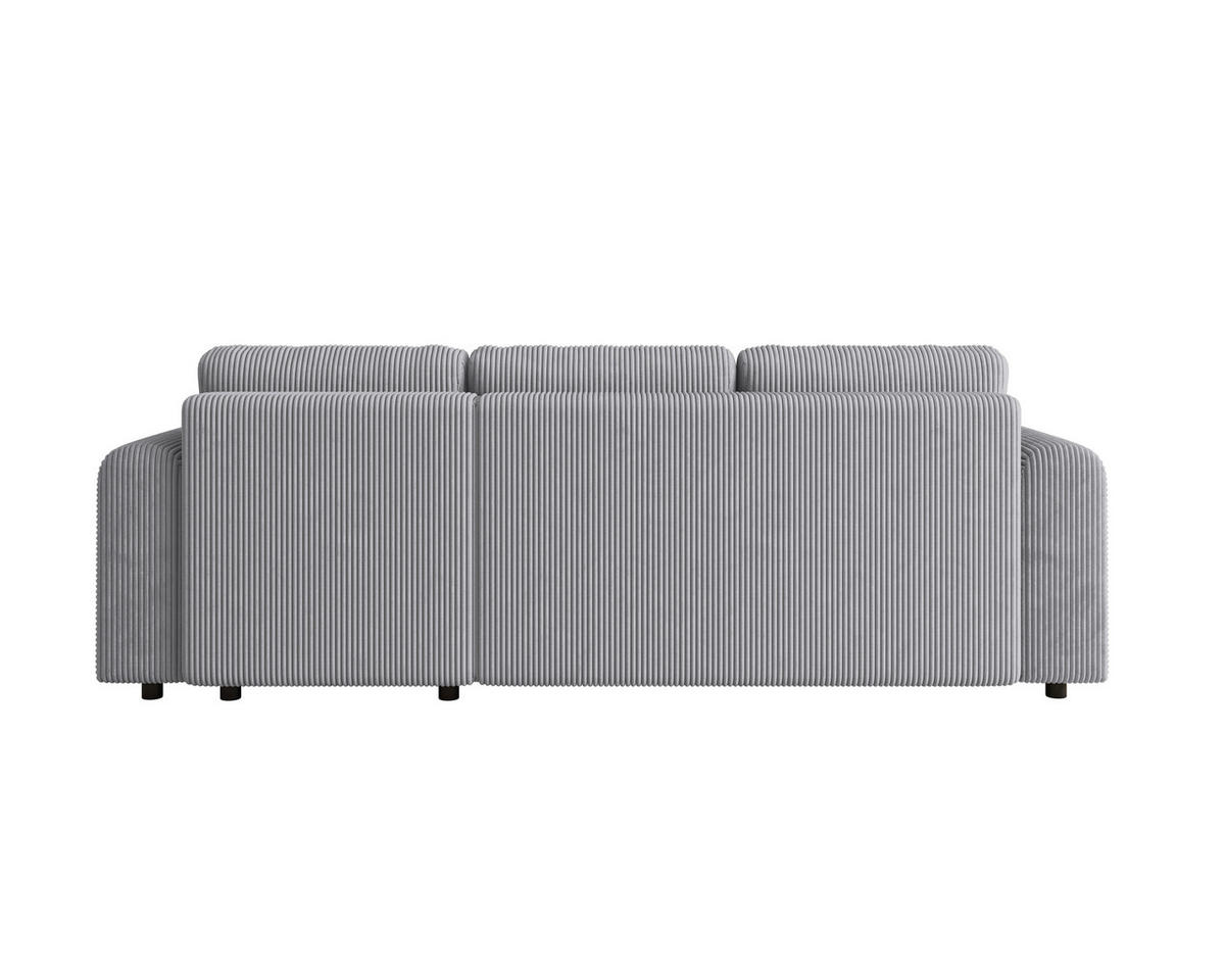 ECKSOFA inkl. Funktionen Grau Cord  - Schwarz/Grau, KONVENTIONELL, Kunststoff/Textil (260/200cm) - Xora