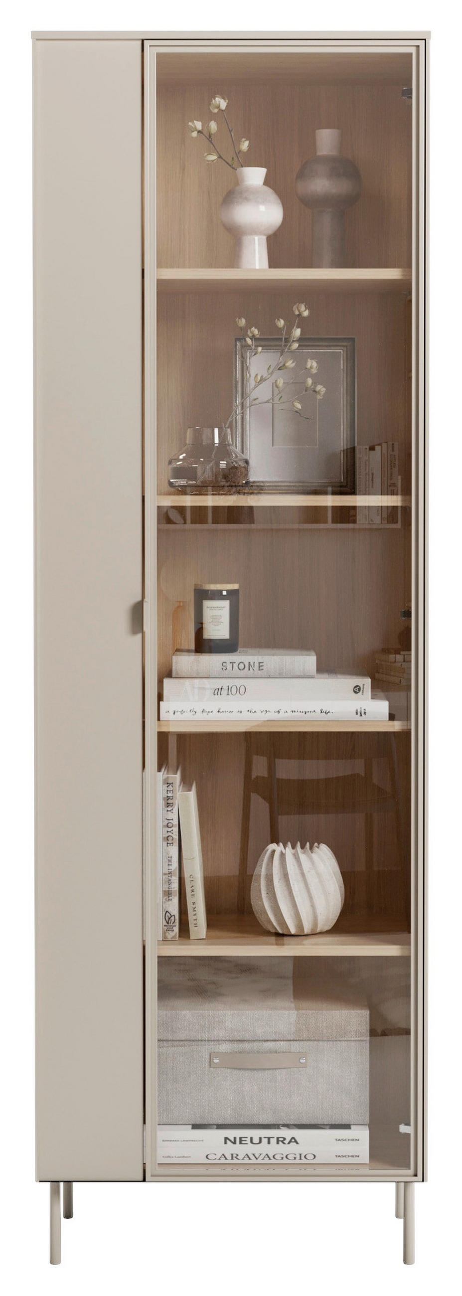 VITRINE Eichefarben, Kaschmir  - Kaschmir/Eichefarben, Modern, Glas/Holzwerkstoff (63/197/41cm) - Carryhome