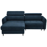 ECKSOFA in Flachgewebe Dunkelblau  - Schwarz/Dunkelblau, Design, Holz/Textil (185/232cm) - Stylife