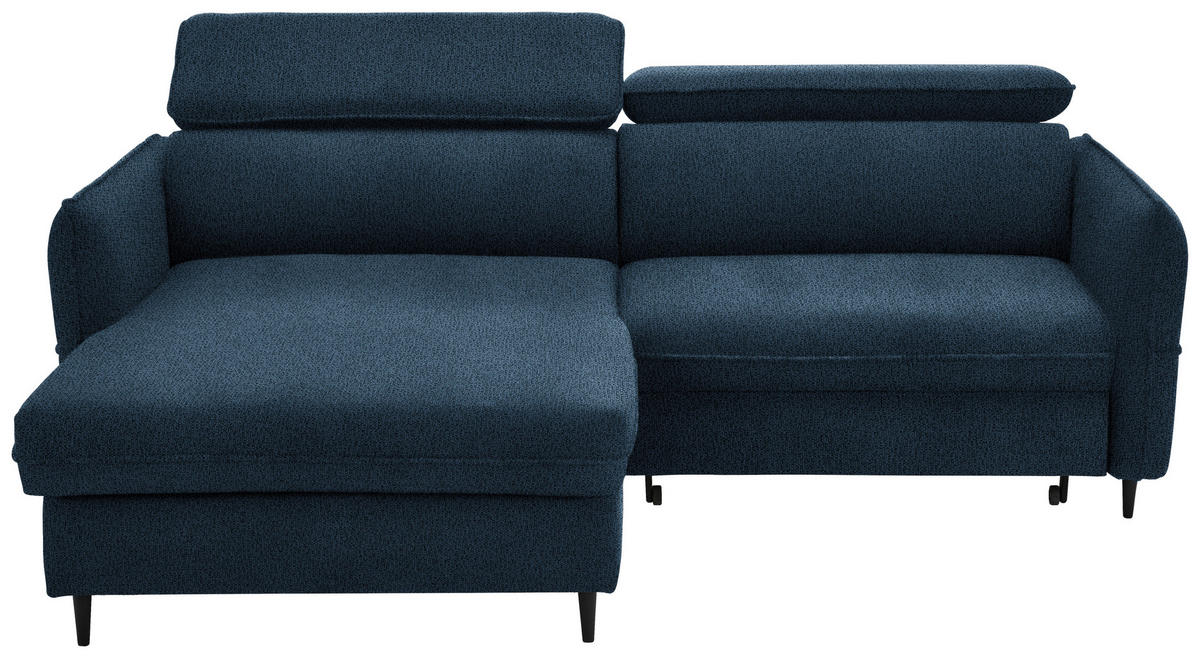 ECKSOFA in Flachgewebe Dunkelblau  - Schwarz/Dunkelblau, Design, Holz/Textil (185/232cm) - Stylife