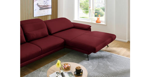 ECKSOFA in Echtleder Dunkelrot  - Schwarz/Dunkelrot, Design, Leder/Metall (332/193cm) - Dieter Knoll