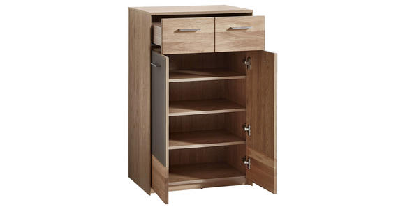 SCHUHSCHRANK 63/102/38 cm - Edelstahlfarben/Eichefarben, Natur, Holz/Holzwerkstoff (63/102/38cm) - Voleo