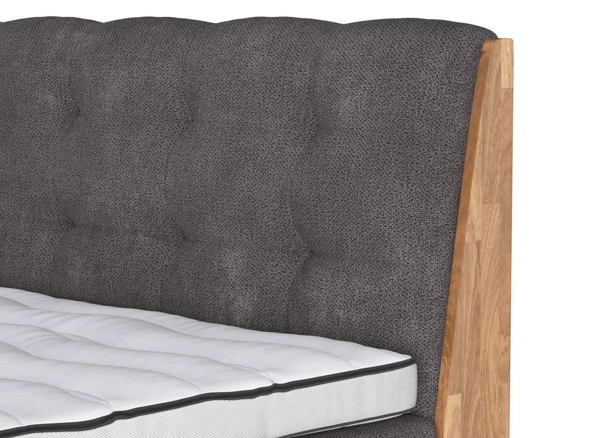 BOXSPRINGBETT 160/200 cm  in Dunkelgrau  - Dunkelgrau/Eichefarben, Modern, Holz/Holzwerkstoff (160/200cm) - MID.YOU