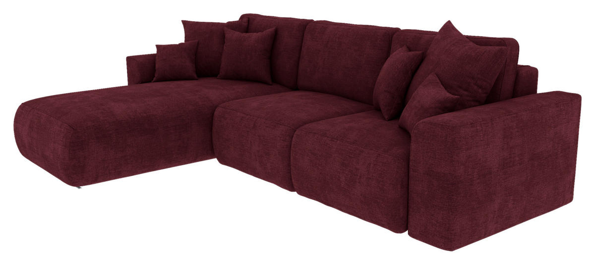 ECKSOFA in Samt Bordeaux  195/293 cm  - Chromfarben/Bordeaux, KONVENTIONELL, Kunststoff/Textil (195/293cm) - Carryhome