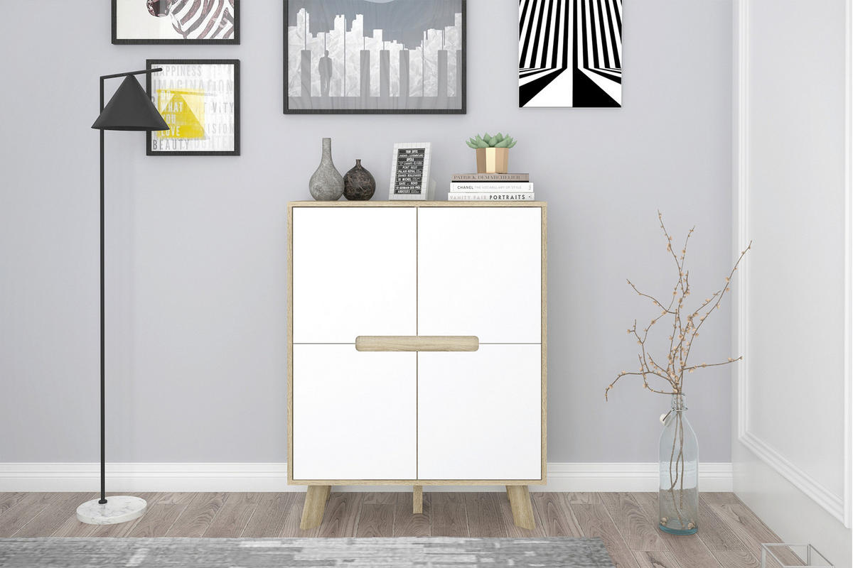 KOMMODE  in 80/102/40 cm  - Weiß/Naturfarben, Design, Holzwerkstoff (80/102/40cm) - Livetastic