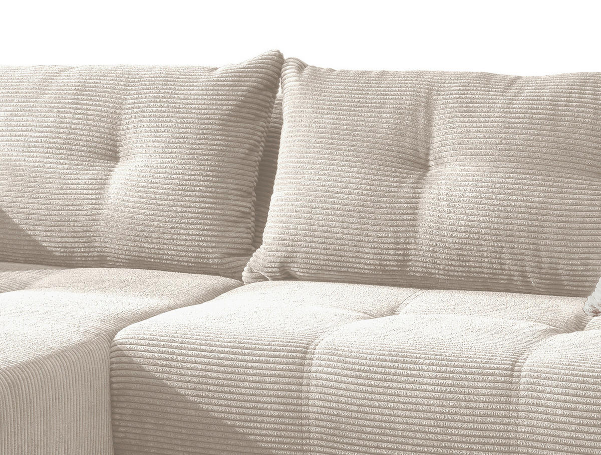 ECKSOFA in Cord Beige  - Beige/Schwarz, Modern, Holz/Textil (177/246cm) - MID.YOU
