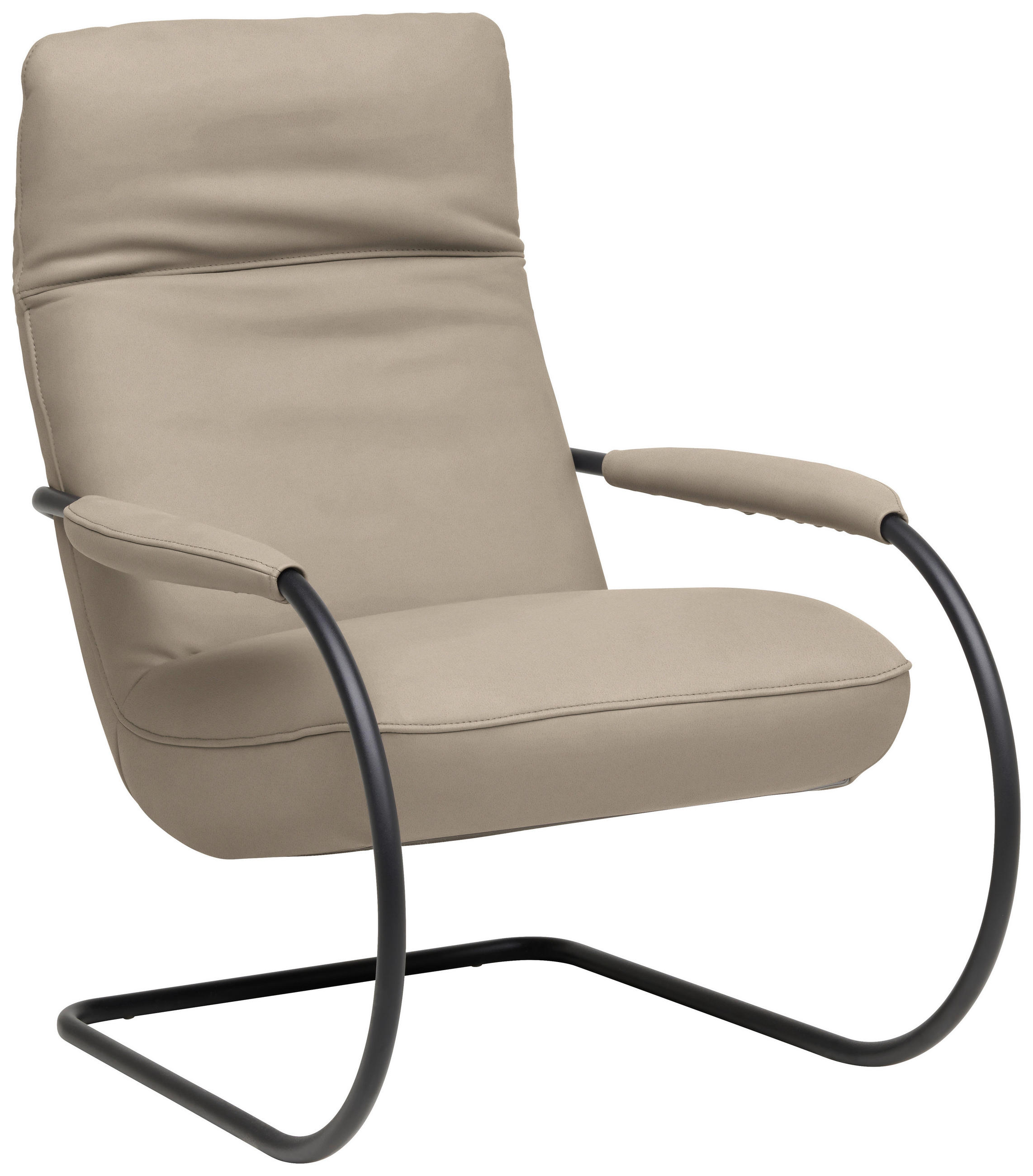 SESSEL in Echtleder Ecru  - Ecru/Schwarz, Design, Leder/Metall (80/104/99cm) - Koinor