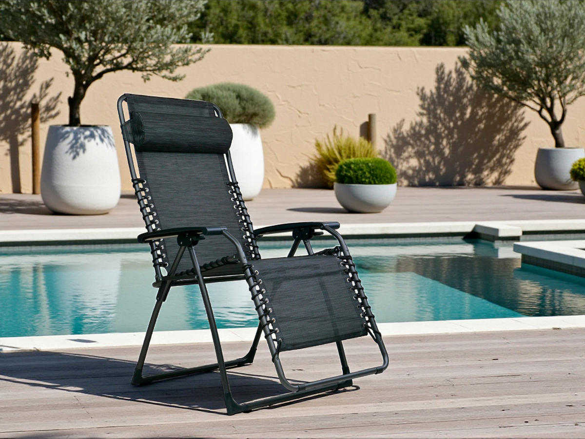 GARTEN-RELAXSESSEL 66/120/65 cm  - Anthrazit, Basics, Kunststoff/Textil (66/120/65cm)