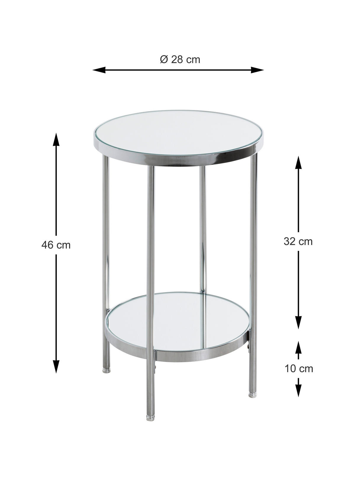 BEISTELLTISCH in Metall, Glas 28/28/46 cm  - Chromfarben, Trend, Glas/Metall (28/28/46cm)