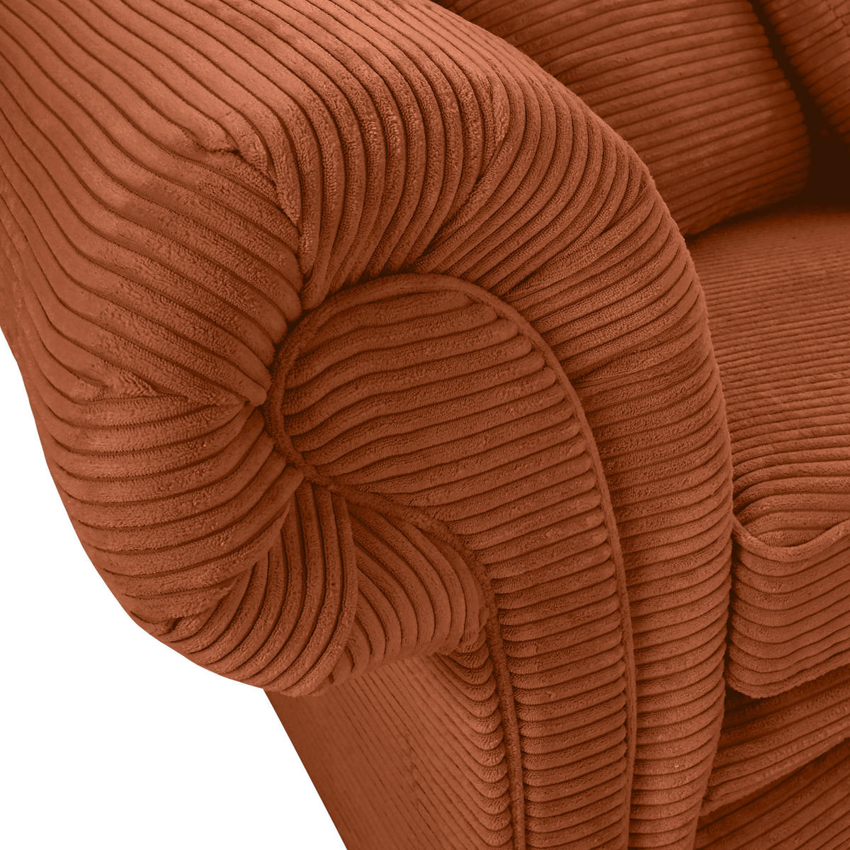 MEGASOFA Cord Terracotta  - Terracotta/Schwarz, ROMANTIK / LANDHAUS, Holz/Textil (276/81/140cm) - Landscape
