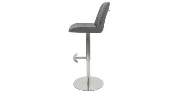 BARHOCKER Mikrofaser Grau, Edelstahlfarben Edelstahl Sitzfläche 360° drehbar, automatische Rückholfunktion, Stoffauswahl, mit Griff - Edelstahlfarben/Grau, Design, Textil/Metall (44/86-110,5/54,5cm) - Novel