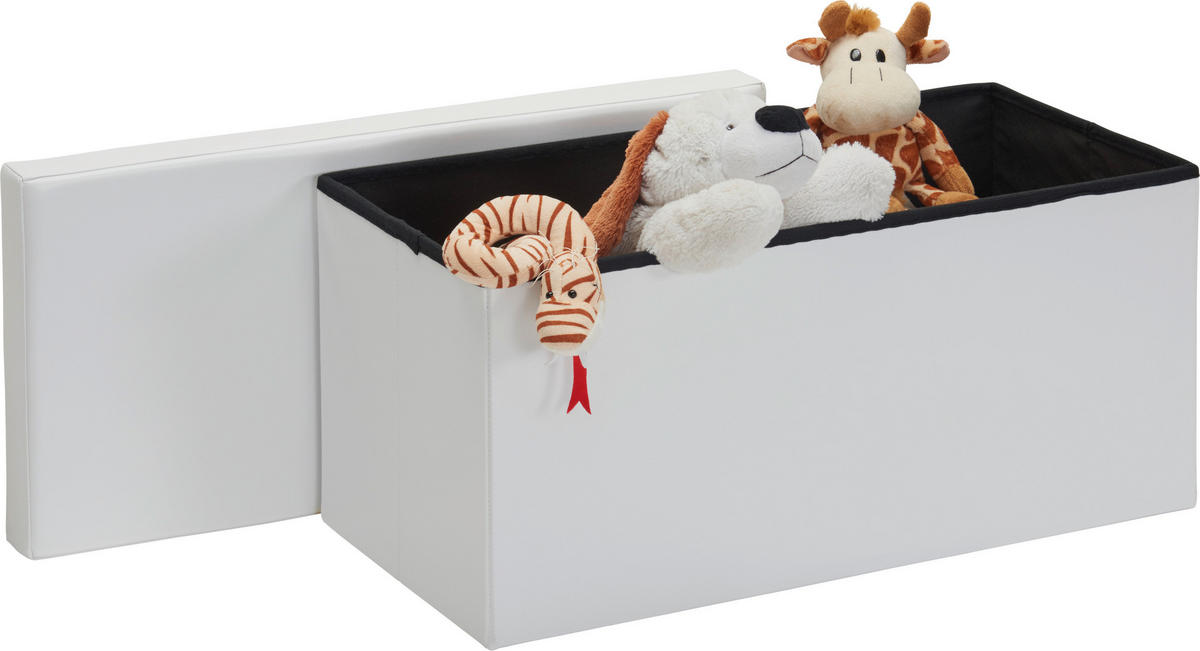 TABURET, SPAȚIU DE DEPOZITARE in  - alb, Design, textil/material pe bază de lemn (76/38/38cm) - Carryhome
