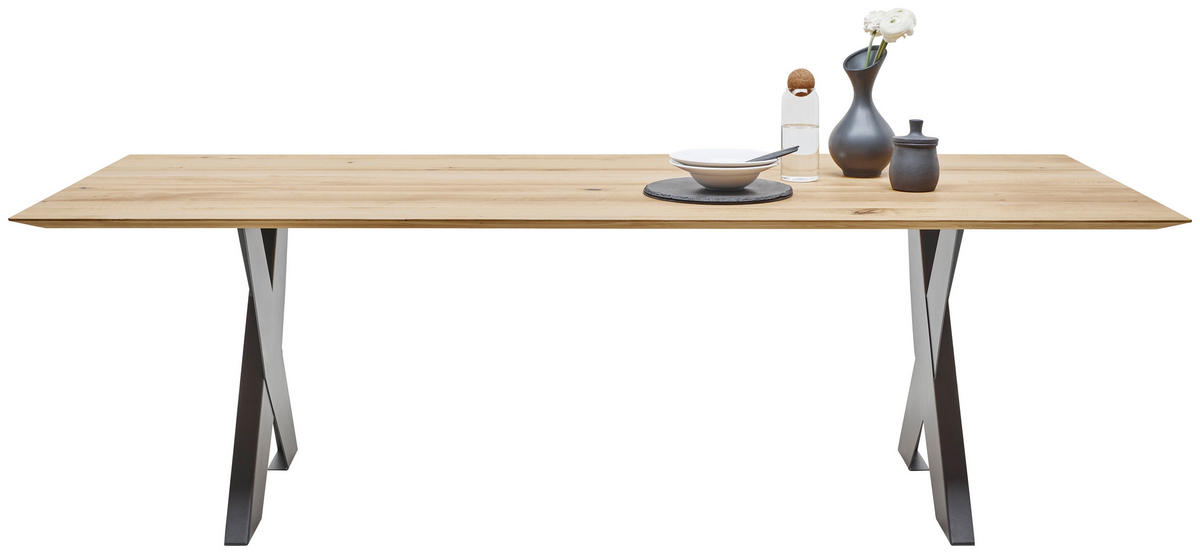 ESSTISCH Eiche massiv rechteckig Eichefarben  - Eichefarben/Anthrazit, Design, Holz/Metall (240/100/75cm) - Dieter Knoll