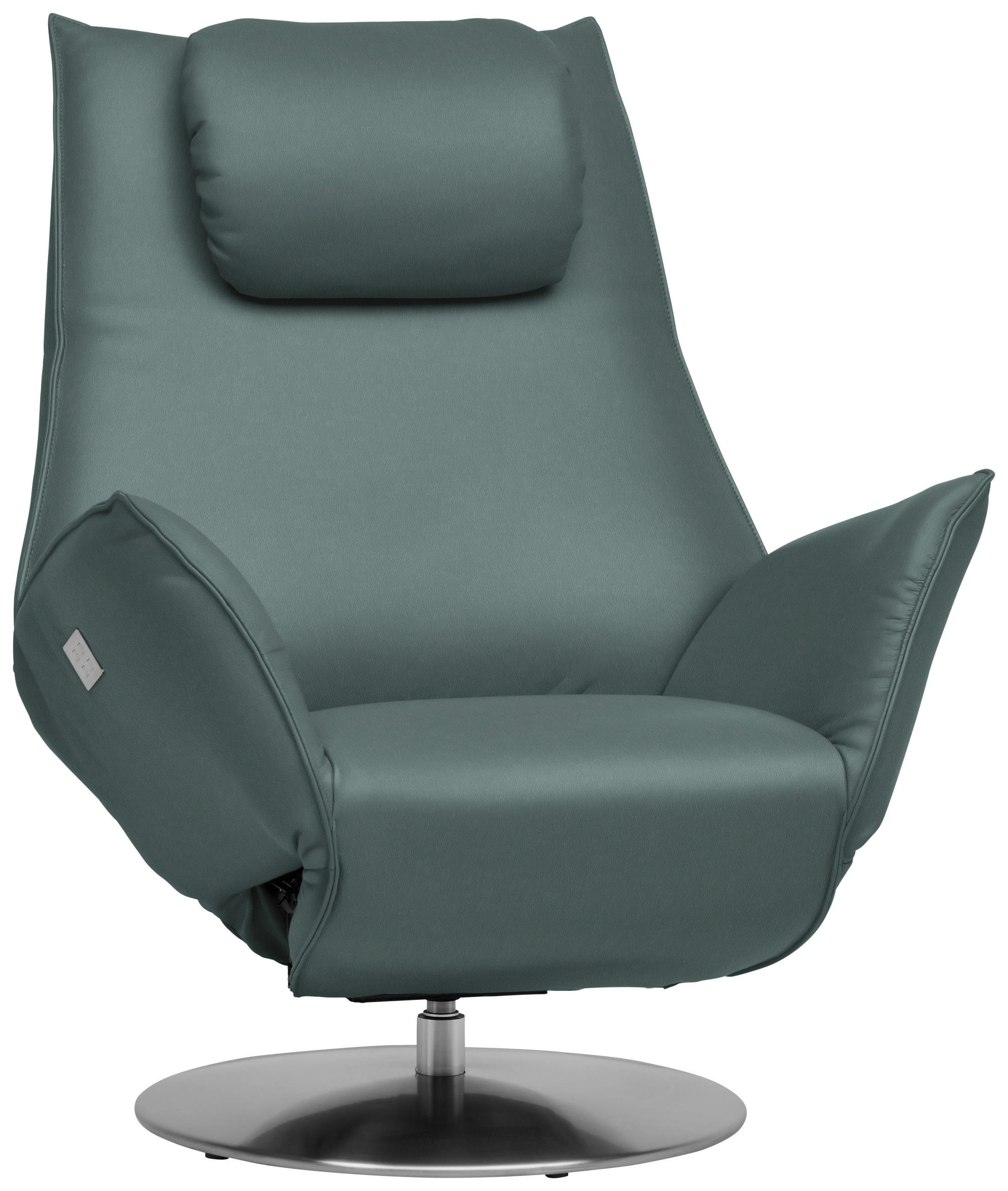 RELAXSESSEL in Leder Blaugrau  - Edelstahlfarben/Blaugrau, Design, Leder/Metall (92/79/90cm) - Koinor