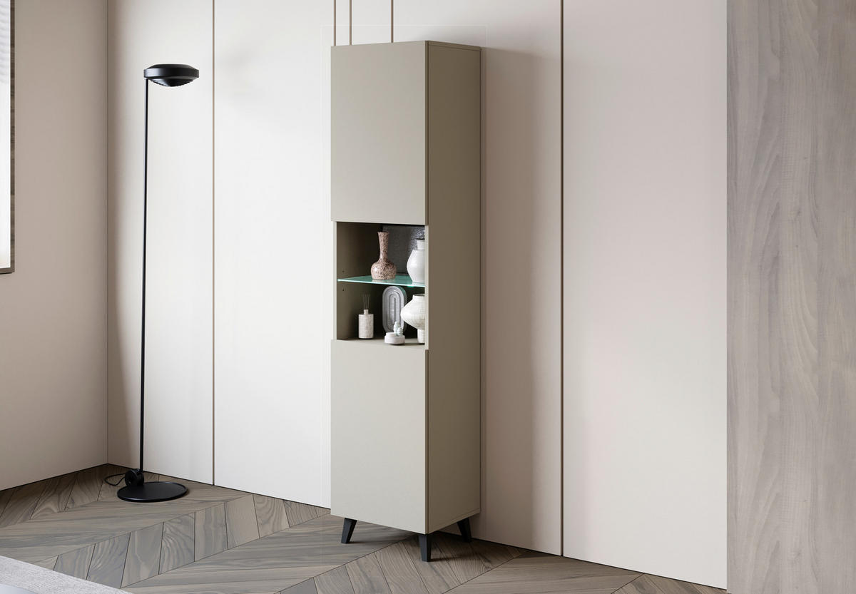 VITRINE  in Kaschmir  - Kaschmir/Schwarz, Design, Glas/Holzwerkstoff (40/170/31,5cm) - P & B