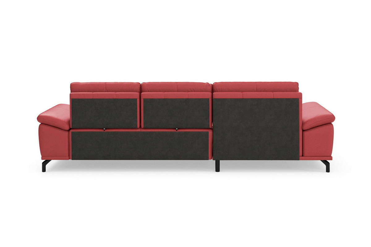 ECKSOFA COSTELLO E Rot Echtleder Nierenkissen, Armteilverstellung, Sitztiefenverstellung  - Rot/Schwarz, Basics, Leder/Textil (176/301cm) - Sit & More