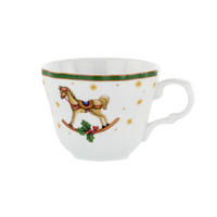 KAFFEETASSE Vintage Christmas   200 ml  - Weiß/Grün, KONVENTIONELL, Keramik (8,4/6,6cm) - X-Mas
