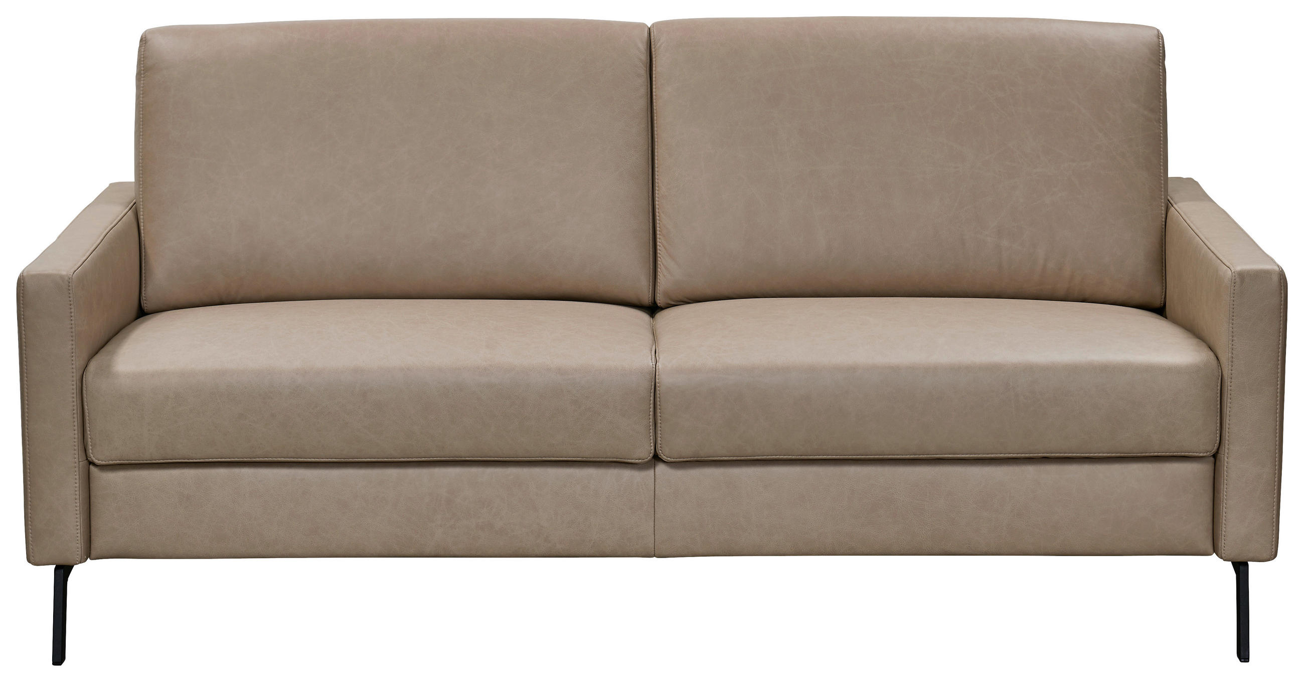 3-SITZER-SOFA Echtleder Taupe  - Taupe/Schwarz, KONVENTIONELL, Leder/Metall (184/86/89cm) - Pure Home Comfort