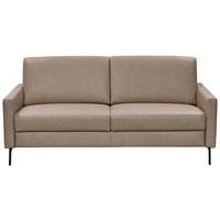3-SITZER-SOFA Echtleder Taupe  - Taupe/Schwarz, KONVENTIONELL, Leder/Metall (184/86/89cm) - Pure Home Comfort