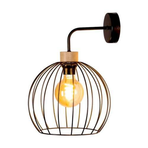 WANDLEUCHTE Coop 27/28/40 cm   - Schwarz, Design, Holz/Metall (27/28/40cm)