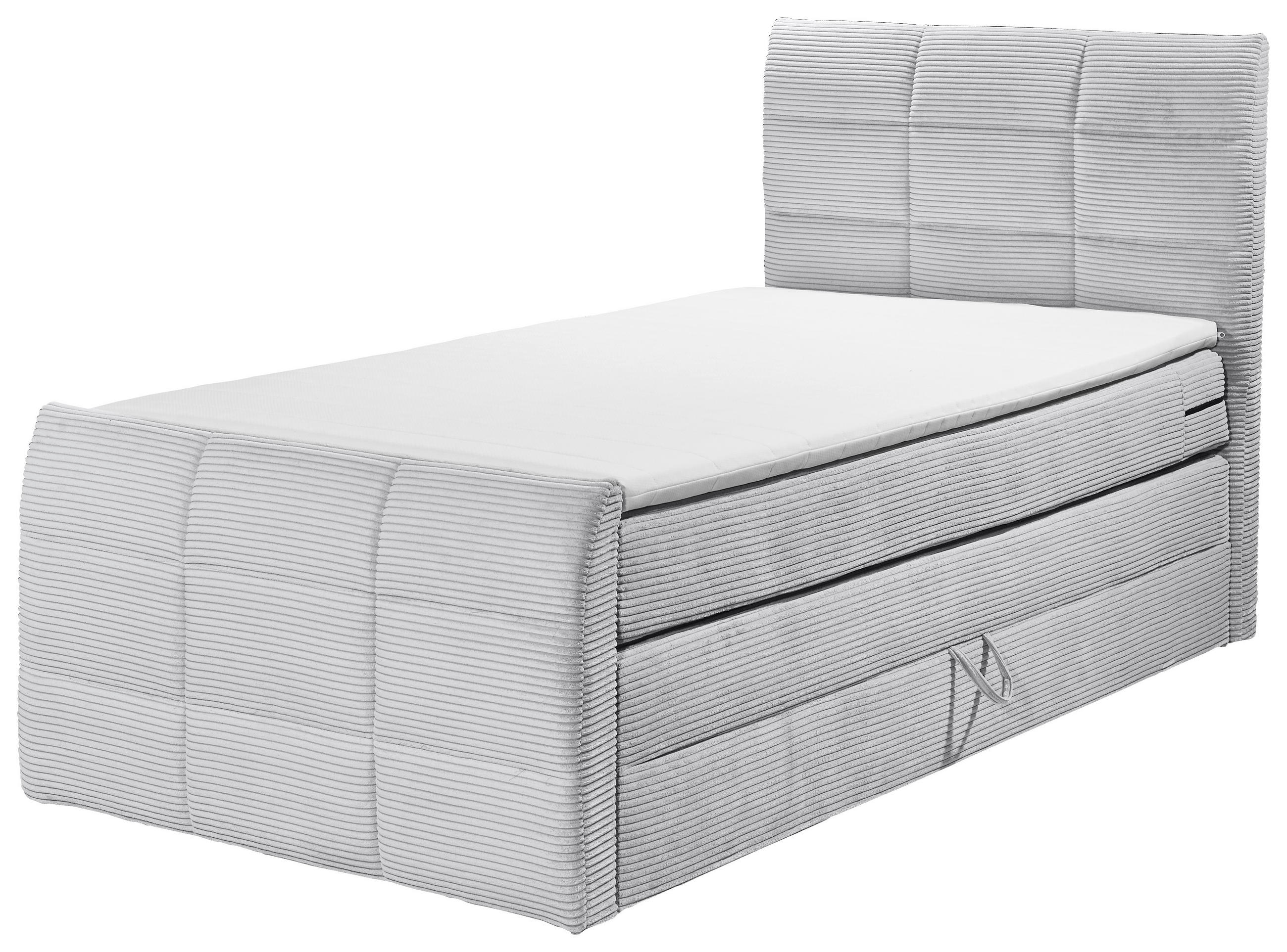 BOXSPRINGBETT 100/200 cm  in Hellgrau  - Hellgrau/Schwarz, MODERN, Kunststoff/Textil (100/200cm) - MID.YOU
