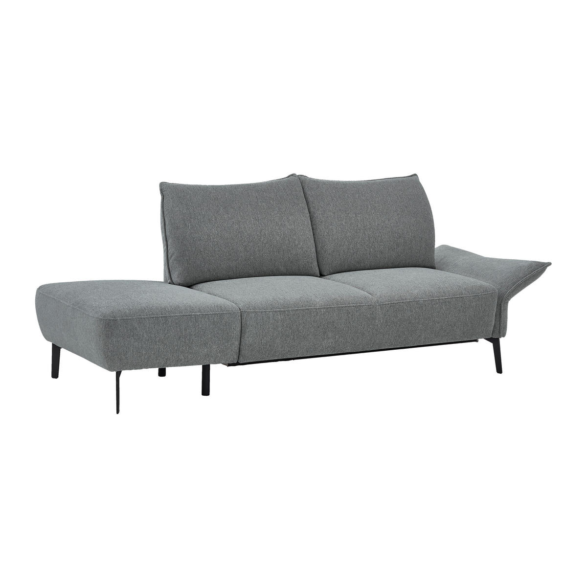RÉCAMIERE Chenille Dunkelgrau  - Dunkelgrau/Schwarz, Konventionell, Textil/Metall (206/90/92cm) - Elegando