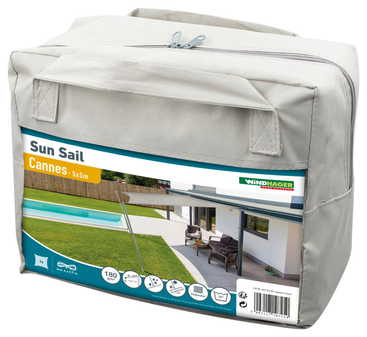 GARTENSONNENSEGEL  500/500 cm  - Creme, Basics (500/500cm)