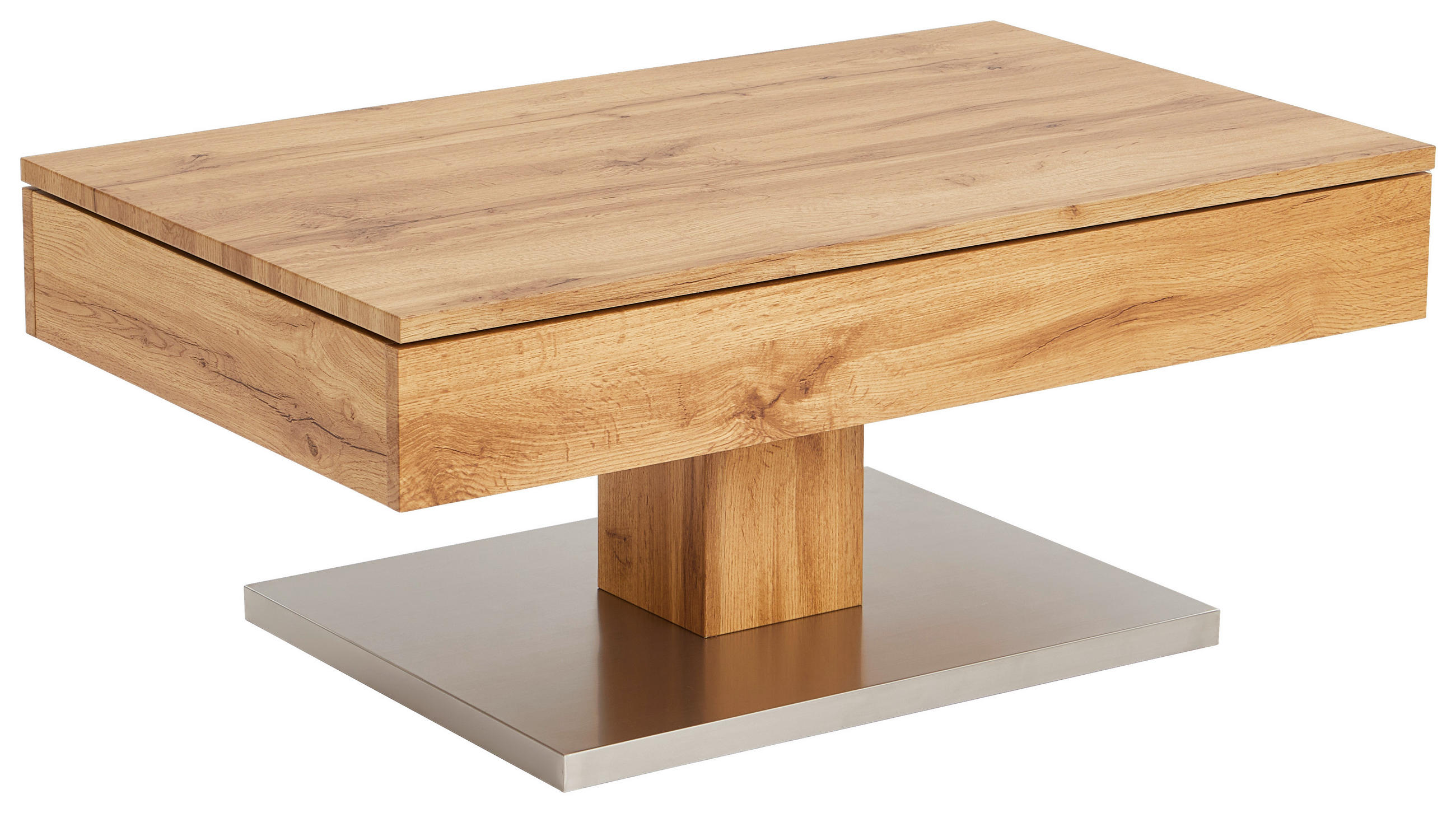 COUCHTISCH 100/60/42,5 cm rechteckig Eichefarben, Edelstahlfarben  - Edelstahlfarben/Eichefarben, Design, Holzwerkstoff/Metall (100/60/42,5cm) - Carryhome