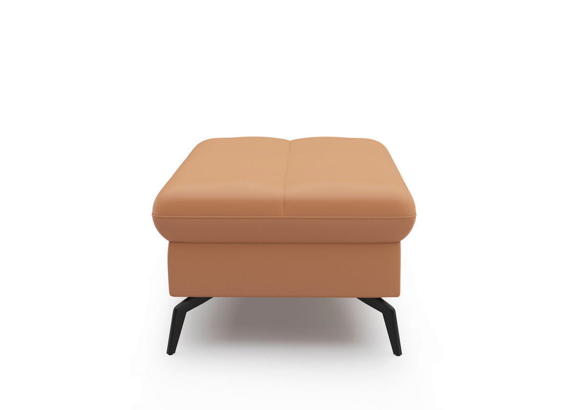 HOCKER in Leder Cappuccino  - Schwarz/Cappuccino, Konventionell, Leder/Metall (102/47/69cm) - Sit & More
