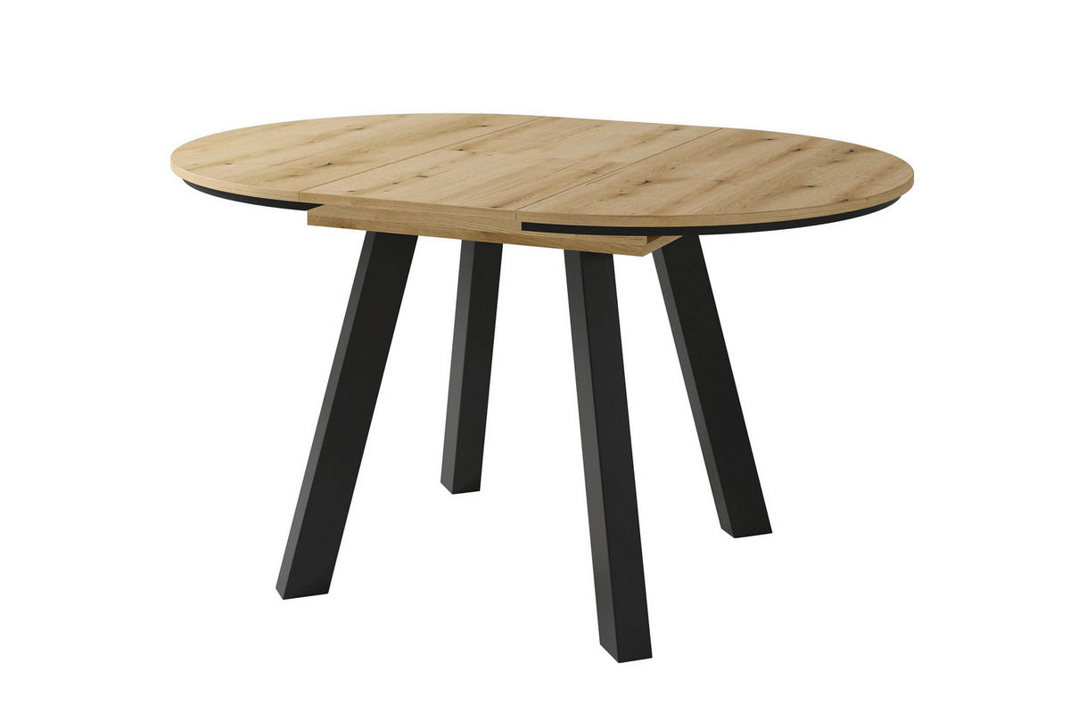 ESSTISCH 100/100/75,8 cm Nachbildung  Holzwerkstoff ausziehbar rund Eichefarben  - Eichefarben/Schwarz, MODERN, Holzwerkstoff (100/100/75,8cm) - MID.YOU