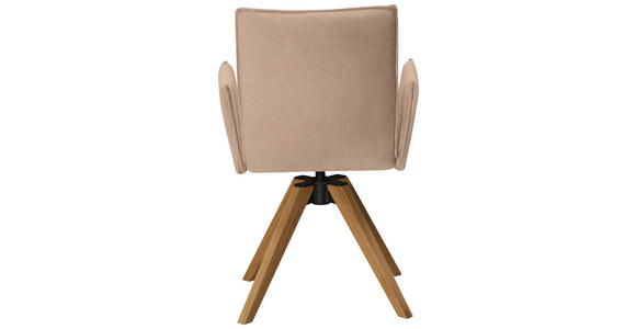 ARMLEHNSTUHL  in Lederlook  - Eichefarben/Beige, KONVENTIONELL, Holz/Textil (64/91/61cm) - Moderano