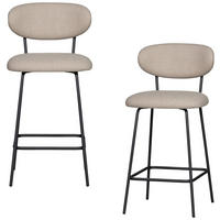 BARHOCKER-SET Webstoff Naturfarben Eisen  - Schwarz/Naturfarben, MODERN, Textil/Metall (46/93/52cm) - Livetastic